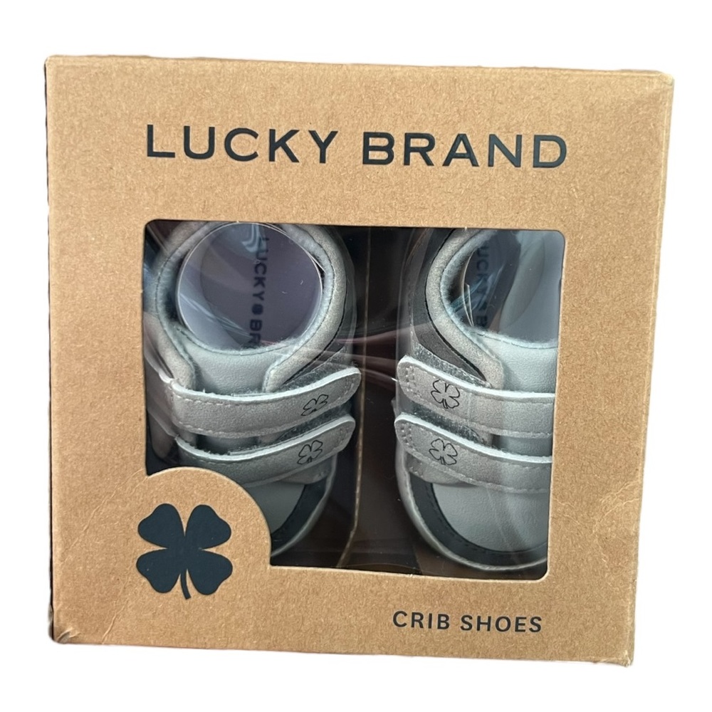 SOLD Lucky Brand Baby Grey Sneakers Crib Shoes Size 1 - Picture 2 of 6